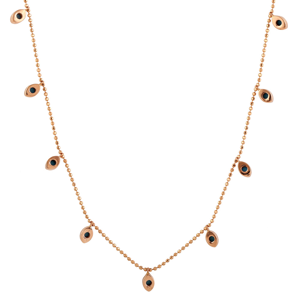 Round Turquoise Bead Princess Necklace in 18K Yellow Gold – December Birthstone Jewelry