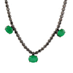 Prong Set Emerald & Diamond Designe Necklace Jewelry In 14k Gold For Her