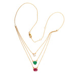 Oval Cut Ruby Heart Cut Emerald Pear Diamond Choker Necklace In Yellow Gold