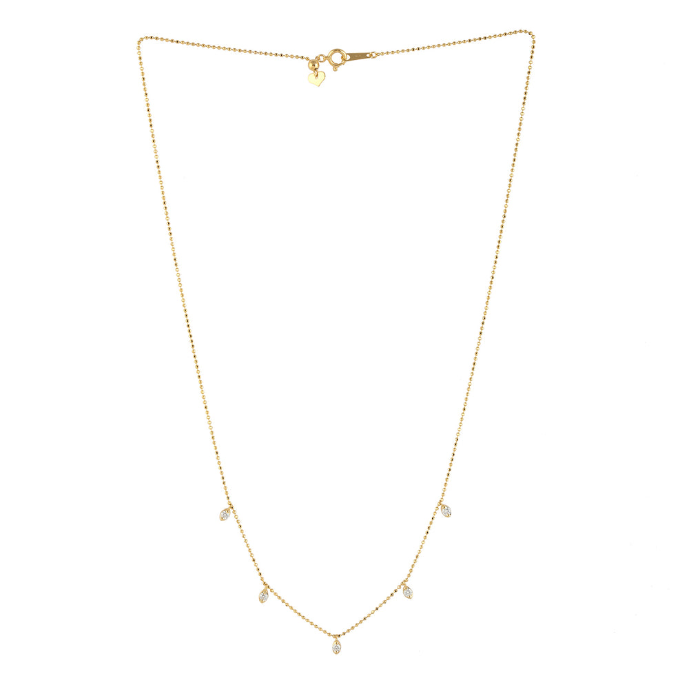 Natural Diamond Beads Princess Necklace In Yellow Gold
