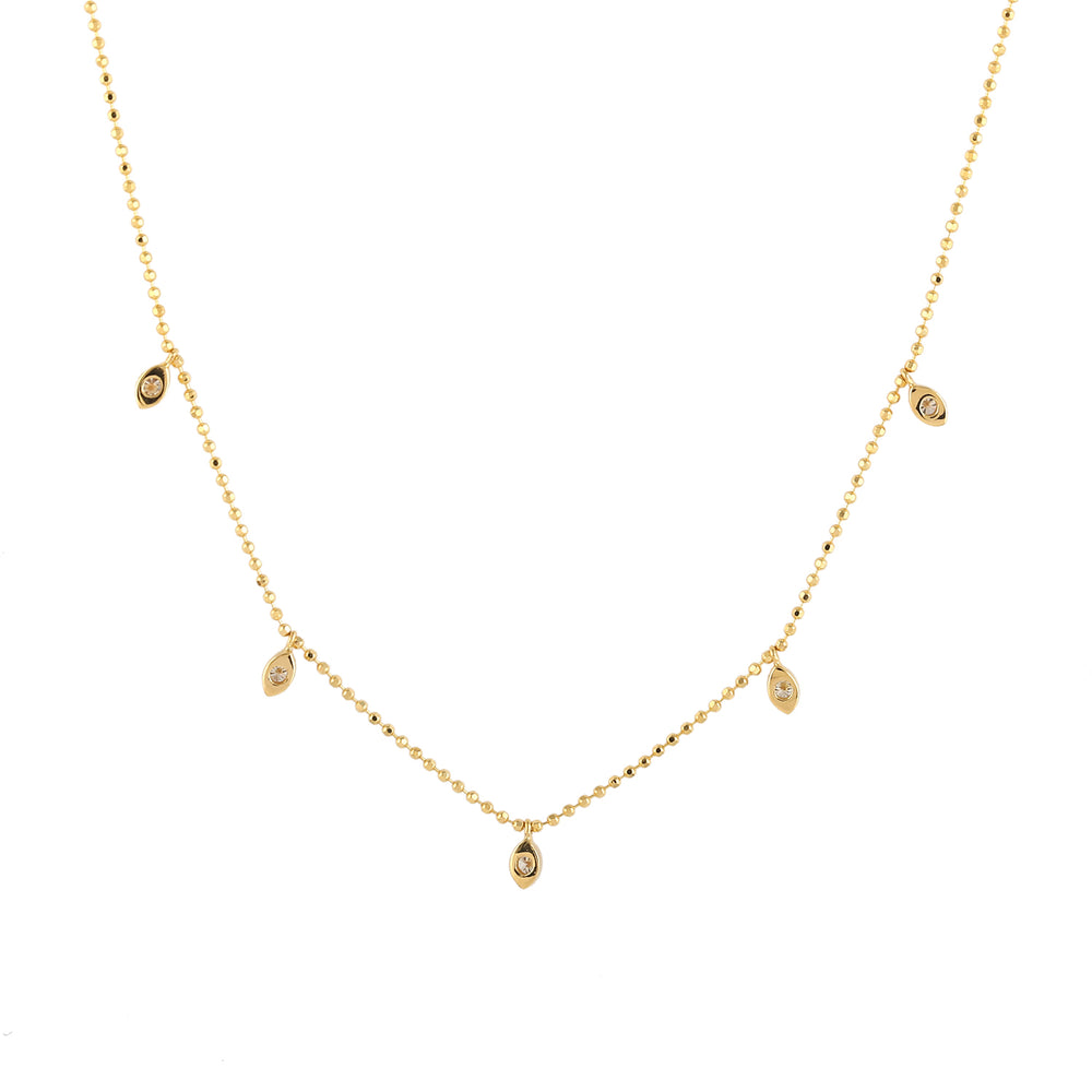 Natural Diamond Beads Princess Necklace In Yellow Gold