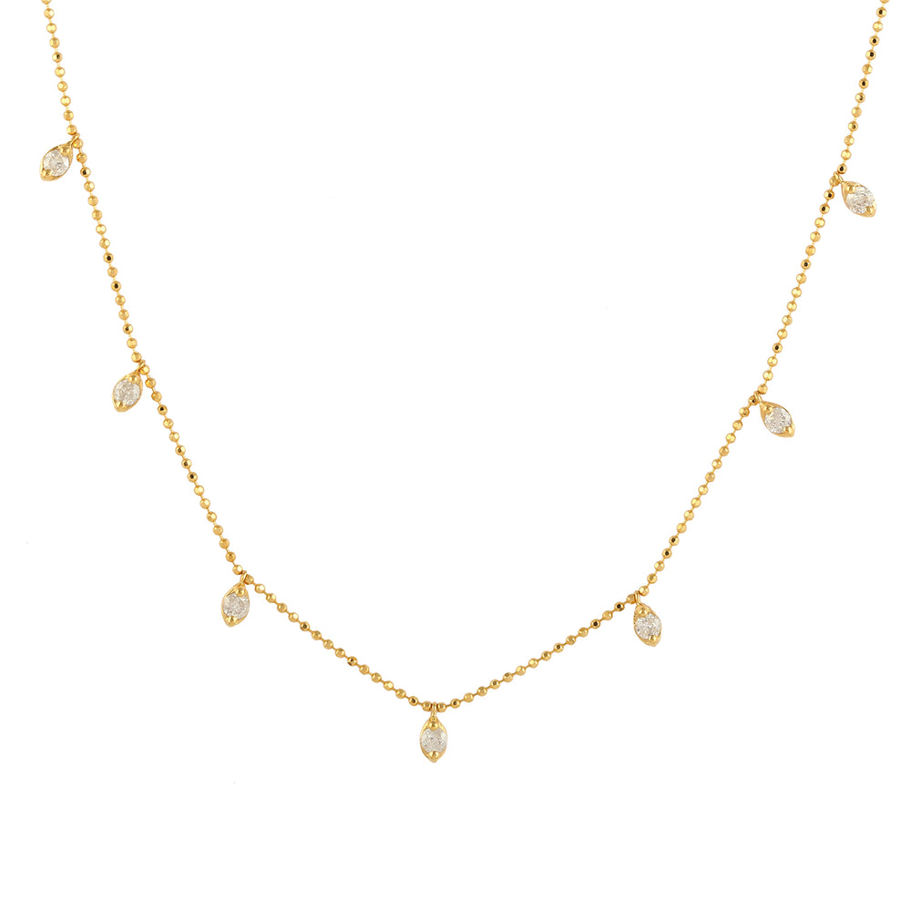 18k Yellow Gold Prong Diamond By Yard Station Necklace For Gift