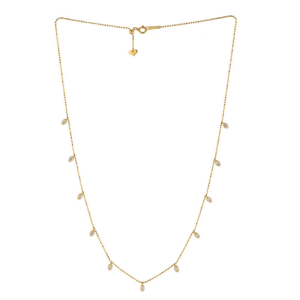 18k Yellow Gold Prong Diamond By Yard Station Necklace For Gift