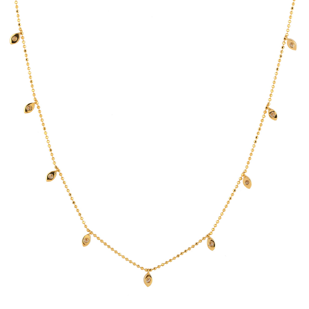 18k Yellow Gold Prong Diamond By Yard Station Necklace For Gift