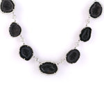 Uneven Geode Gemstone Pave Diamond 14K White Gold Princess Necklace Jewelry For Women's