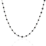 Natural Faceted Black Diamond Link Chain 18k White Gold Necklace