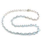 Heart Shaped Aquamarine March Birthstone Delicate Necklace In 18k White Gold For Her