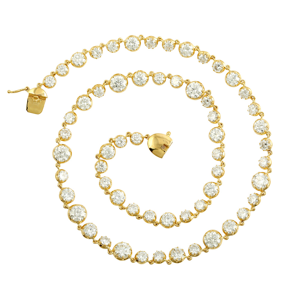 Moissanite Gemstone Choker Necklace in 18k Yellow Gold For Anniversary Gift