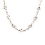 Natural Bezel Set Diamond Link Chain Design 14k White Gold Necklace