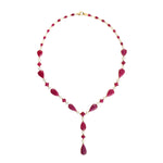 Faceted Natural Ruby Gemstone Princess Necklace In Solid 18k Yellow Gold Wedding Gift