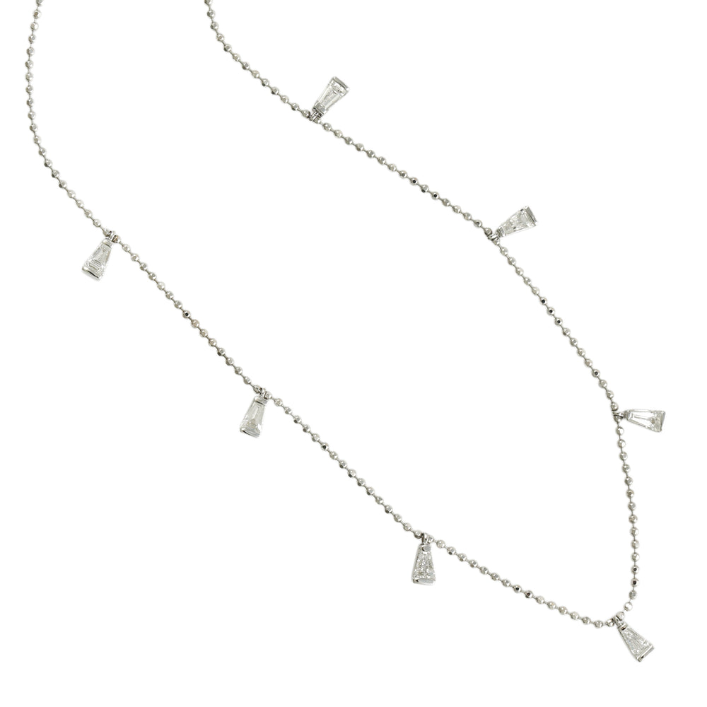Baguette Diamond Drop Princess Necklace in 18K White Gold