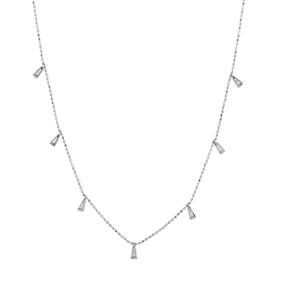 Baguette Diamond Drop Princess Necklace in 18K White Gold