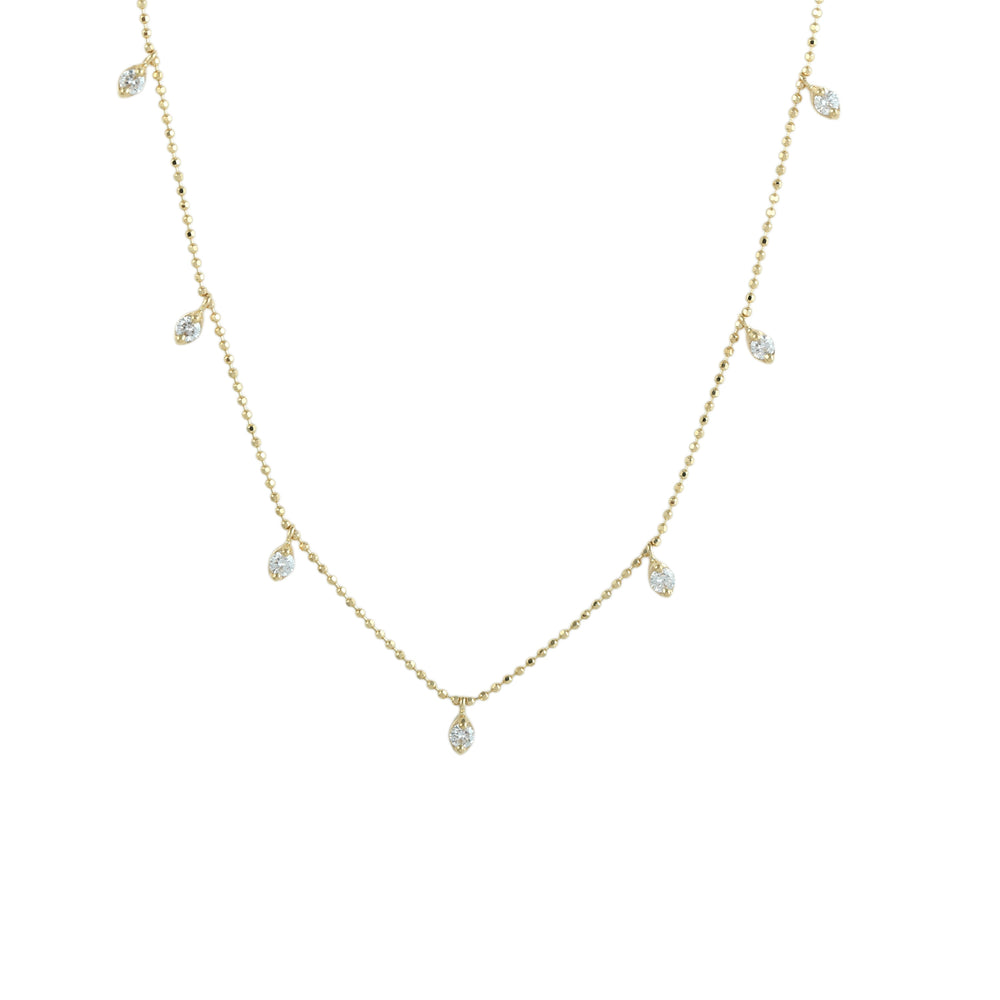18K Yellow Gold Prong Diamond Princess Necklace