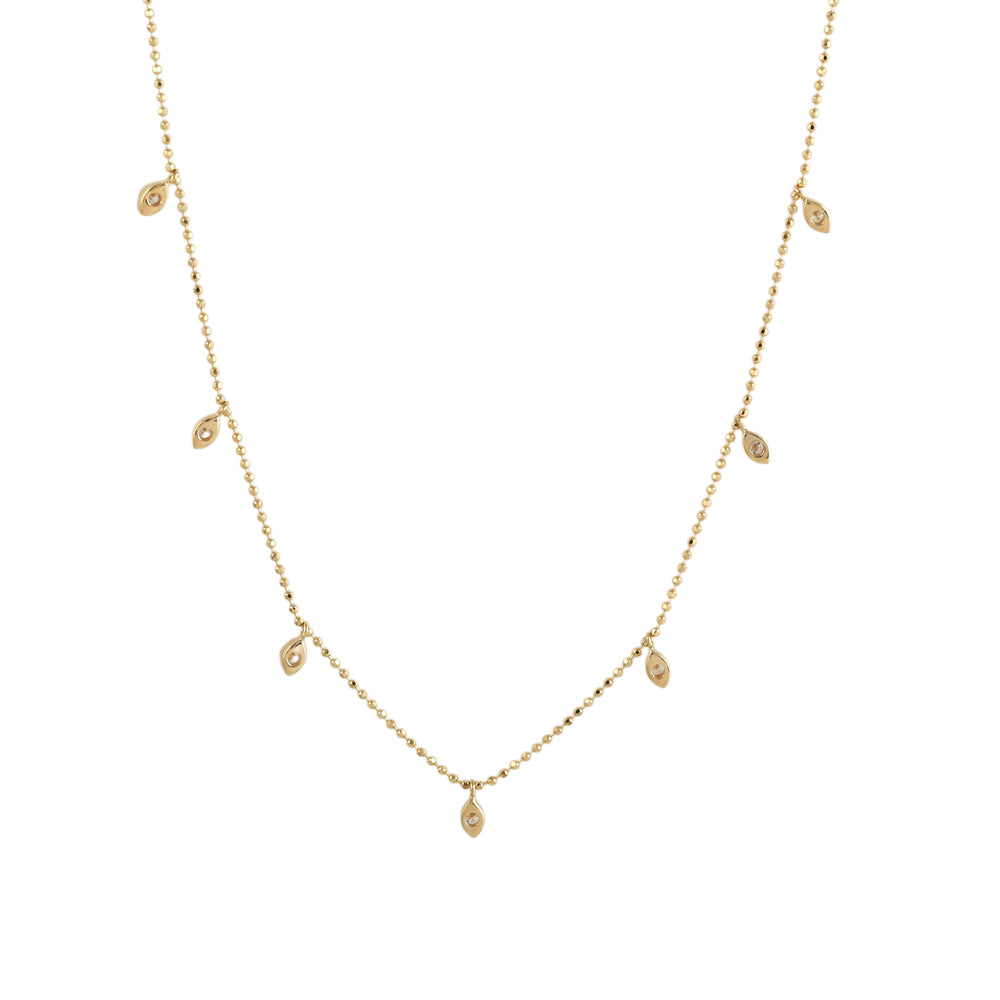 18K Yellow Gold Prong Diamond Princess Necklace
