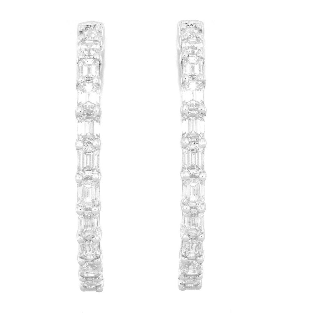 Baguette Diamond Wedding Hoop Earrings In 14k White Gold
