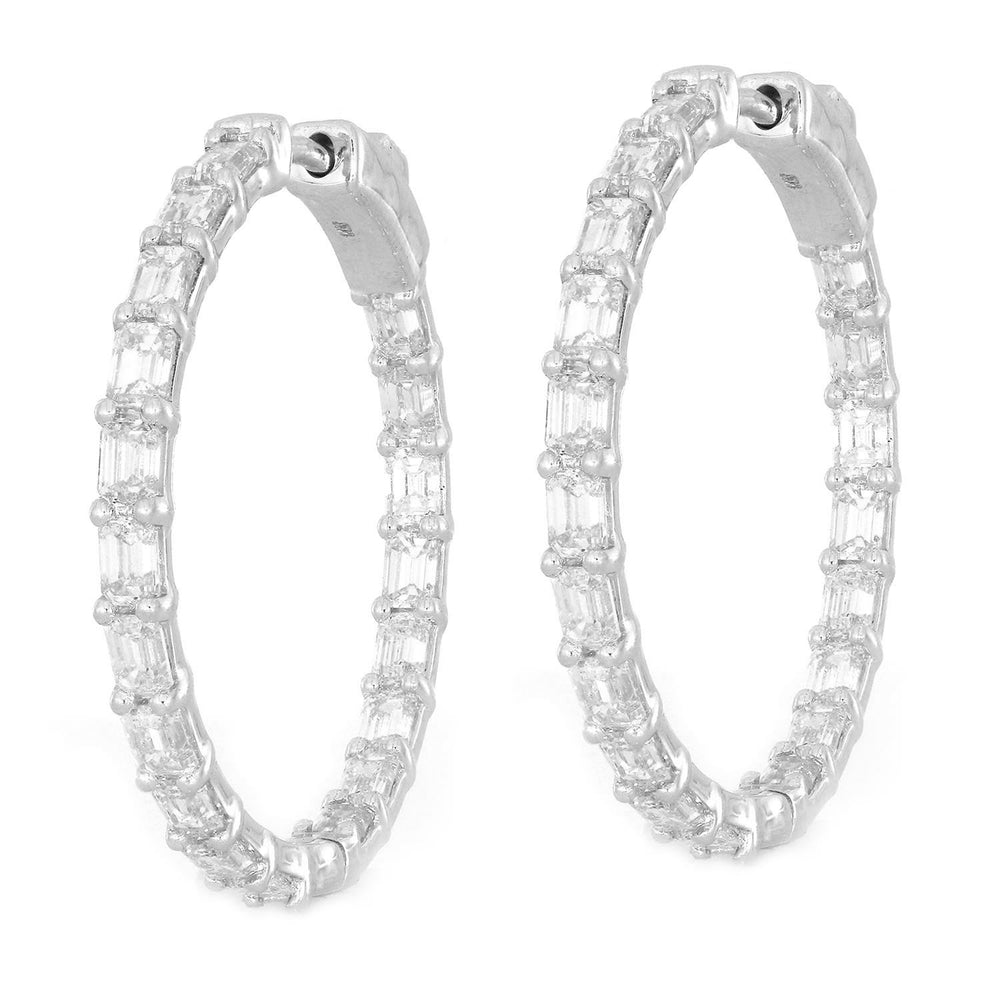 Baguette Diamond Wedding Hoop Earrings In 14k White Gold