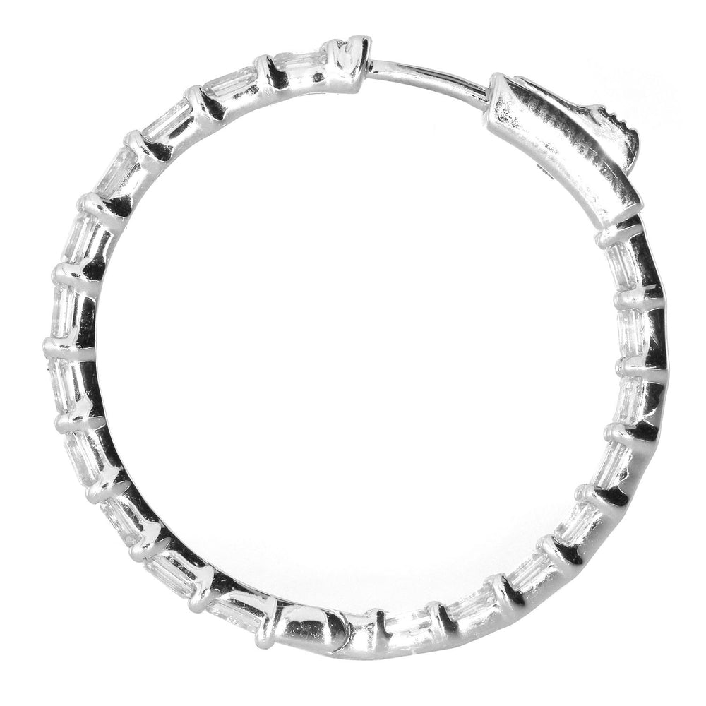 Baguette Diamond Wedding Hoop Earrings In 14k White Gold
