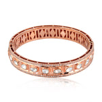 18K Rose Gold Genuine Uncut Diamond Designer Bangle Handmade Jewelry For Women's