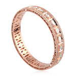 18K Rose Gold Genuine Uncut Diamond Designer Bangle Handmade Jewelry For Women's