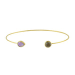 Bezel Set Quartz Smoky & Amethyst Solid Gold Cuff bracelet For Her