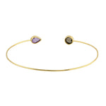 Bezel Set Quartz Smoky & Amethyst Solid Gold Cuff bracelet For Her