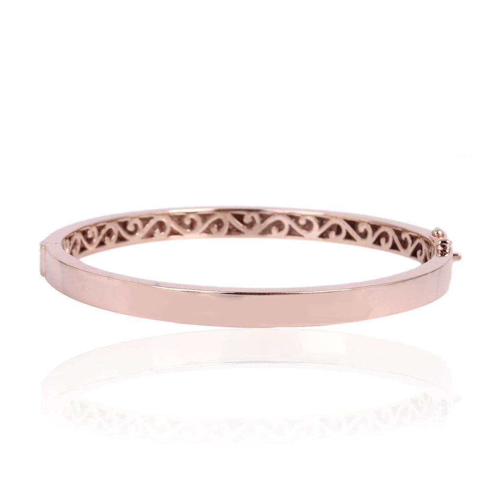 Pavé Diamond Geometric Bangle Bracelet in 18K Rose Gold