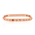 18K Rose Gold Bezel Set Natural Ice Diamond Wedding Bangle For Her