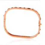 18K Rose Gold Bezel Set Natural Ice Diamond Wedding Bangle For Her