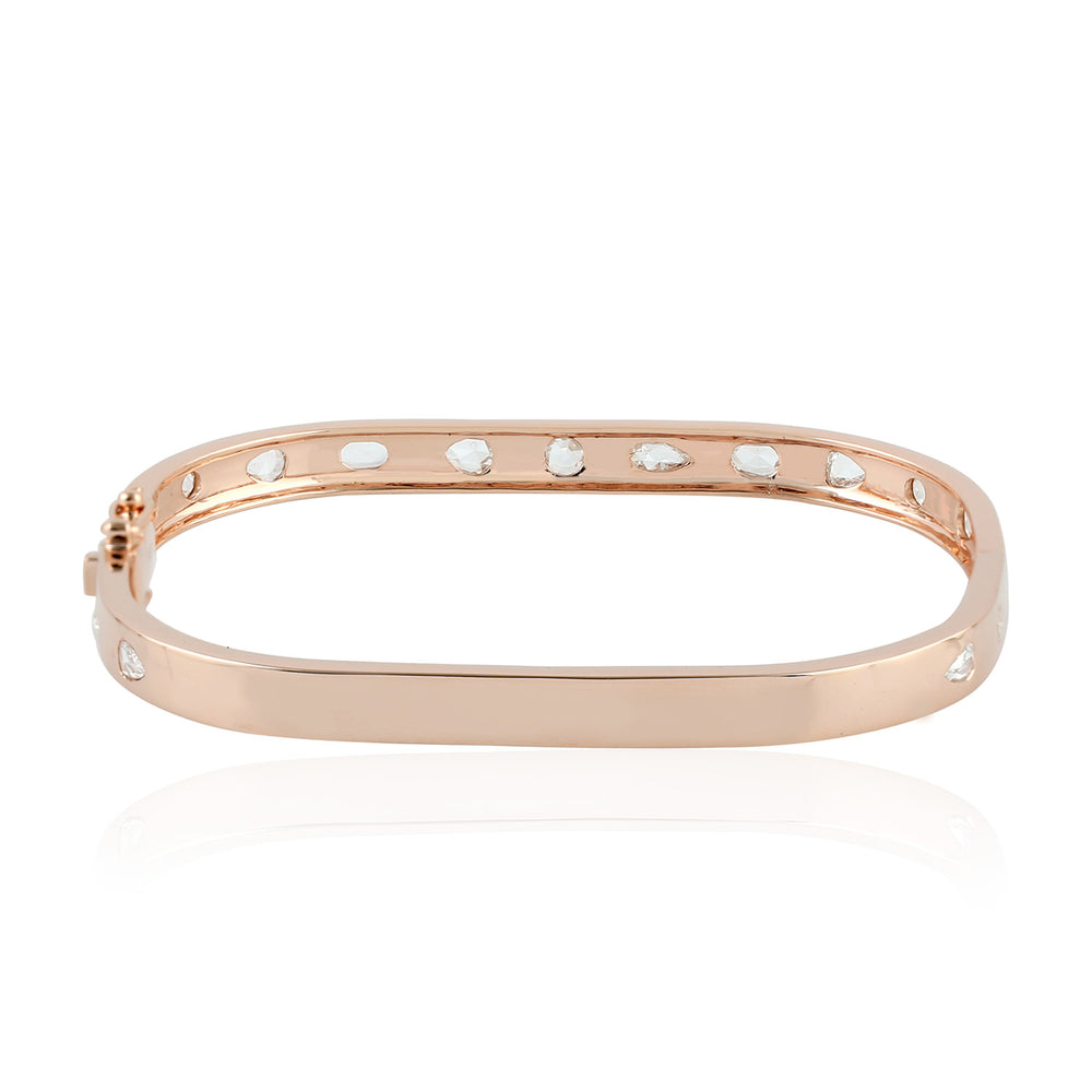 Beautiful Rose Cut Diamond 18k Rose Gold Designer Bangle For Women