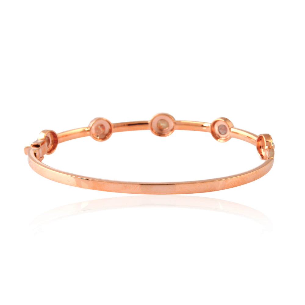 Natural Ice Diamond Handmade Classic Wedding Bangle In 18K Rose Gold