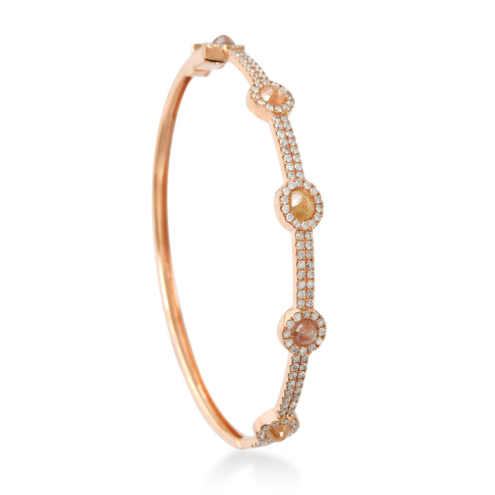 Natural Ice Diamond Handmade Classic Wedding Bangle In 18K Rose Gold