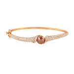 18K Rose Gold Natural Round Ice Diamond Designer Wedding Bangle Jewelry