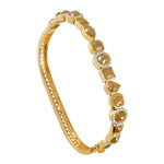 18K Yellow Gold Bezel Set  Multi Cut Ice Diamond Wedding Bangle For Women's