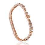 18K Rose Gold Bezel Set  Multi Cut Ice Diamond Wedding Bangle For Her