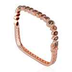 18K Rose Gold Bezel Set Multi Shape Ice Diamond Designer Bangle Wedding Jewelry For Her