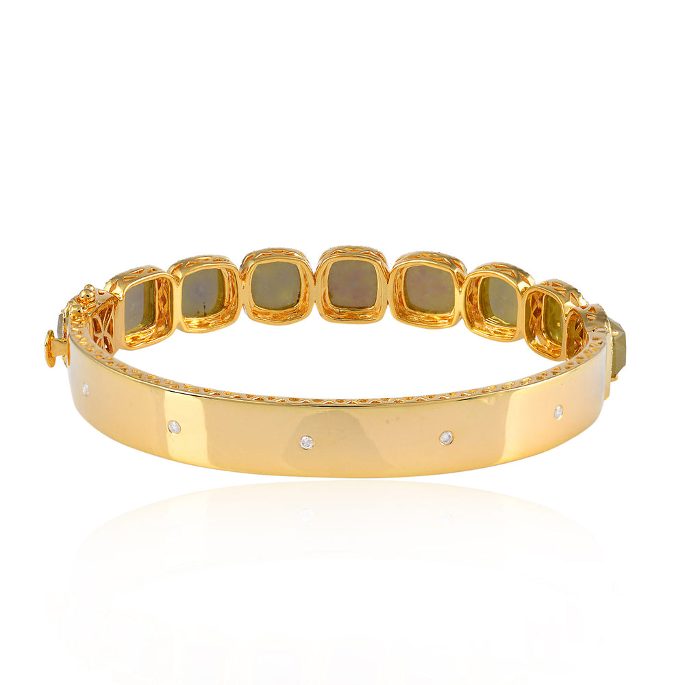Cushion Ice -Cut Diamond Halo Statement Bangle in 18K Yellow Gold