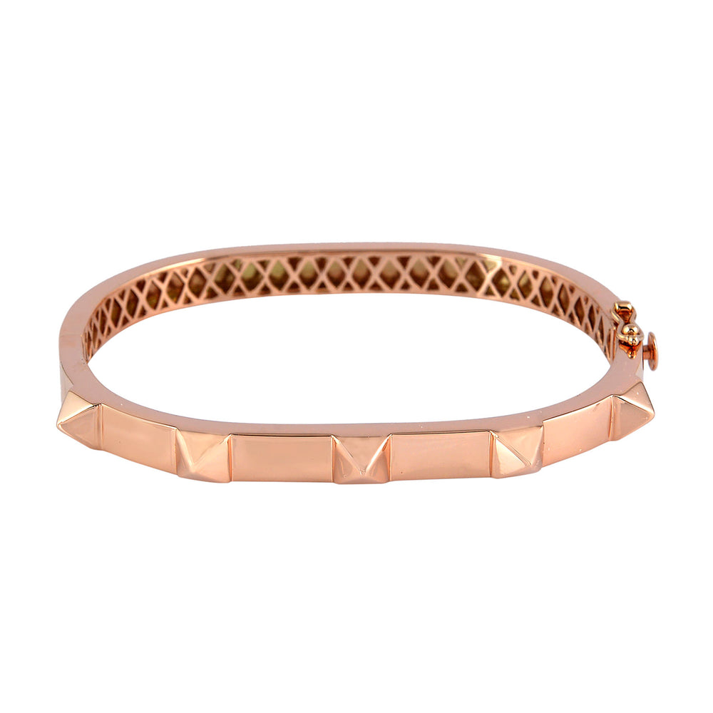 14K Rose Gold Handmade Plain Pyramid Bangle