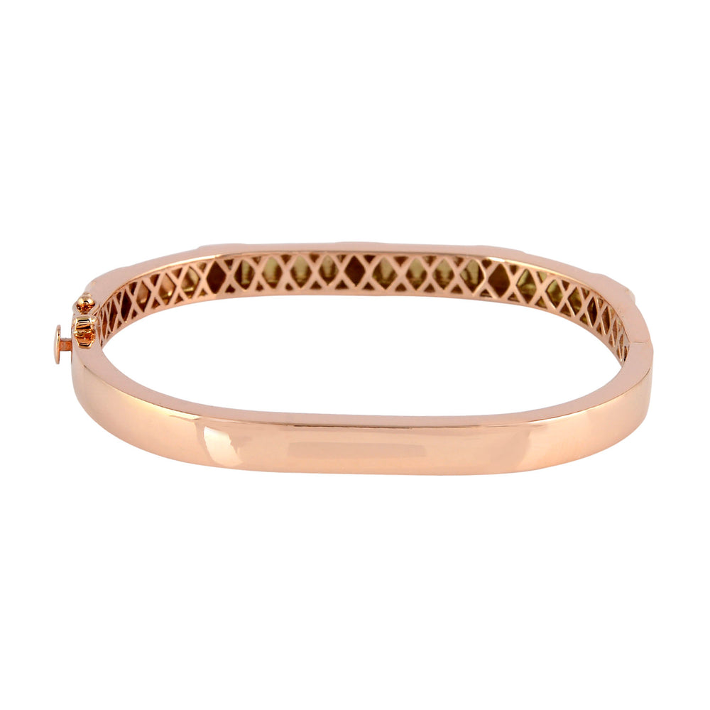 14K Rose Gold Handmade Plain Pyramid Bangle