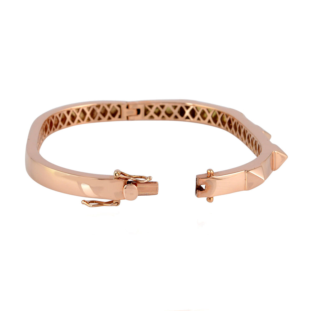 14K Rose Gold Handmade Plain Pyramid Bangle