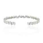 18K White Gold Natural Baguette Diamond Open Cuff Design Bangle For Women's Gift