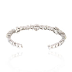 18K White Gold Open Cuff Bracelet Prong Natural Ice Diamond Wedding Jewelry