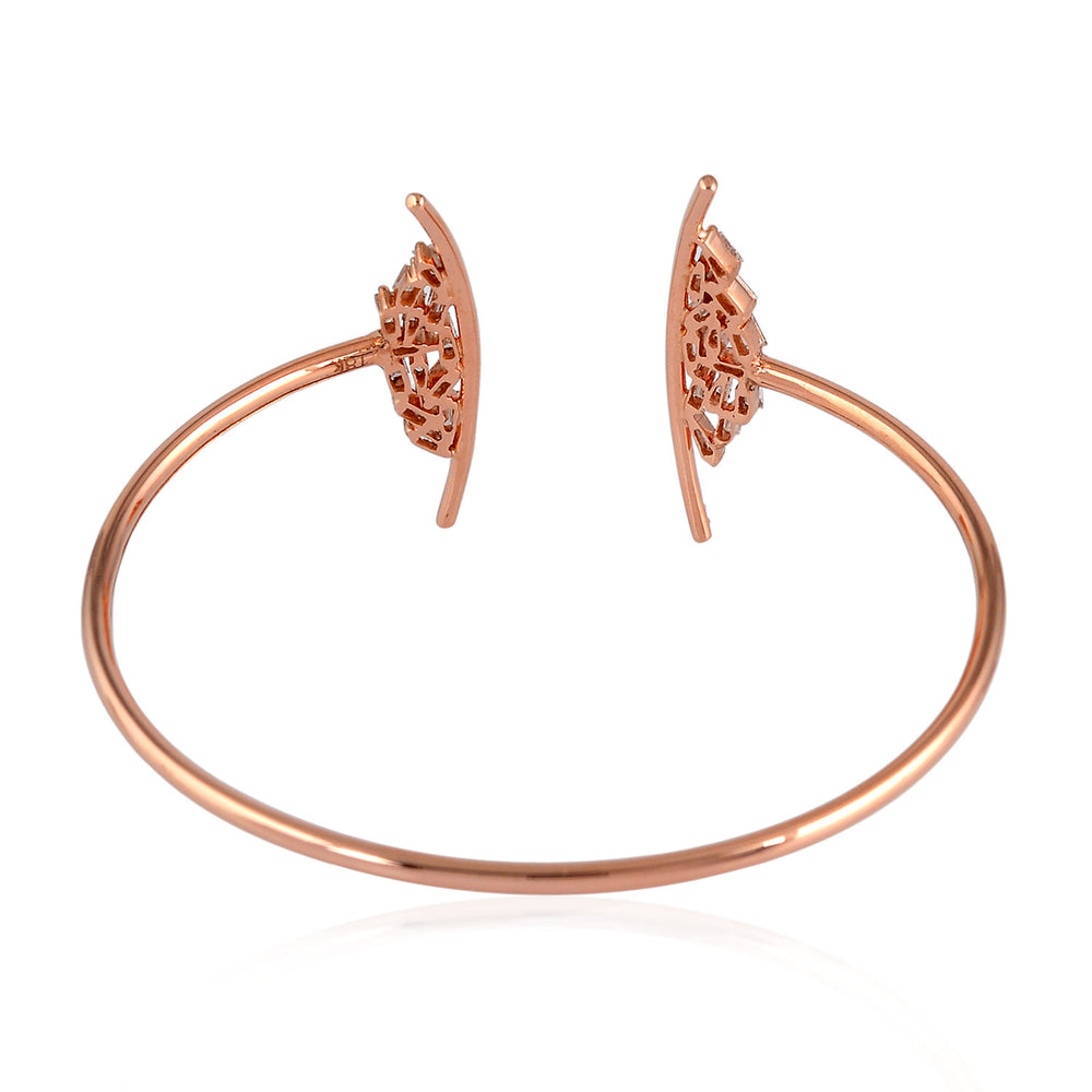 18K Rose Gold Open Cuff Bracelet with Baguette Cut Diamonds – Modern Designer Jewelry