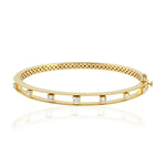 Natural Diamond Prong Classic Design Bangle 18K Yellow Gold Jewelry For Her