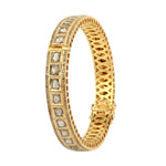 Bezel Set Uncut Diamond Wedding Bangle In 18K Yellow Gold For Her