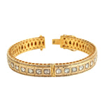 Bezel Set Uncut Diamond Wedding Bangle In 18K Yellow Gold For Her