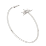 14K White Gold Pave Natural Diamond Half Starburst Cuff Bracelet For Women's