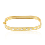 Natural Rose Cut Diamond Bezel Set Designer Bangle Made In 18K Yellow Gold Wedding Jewelry