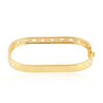 Natural Rose Cut Diamond Bezel Set Designer Bangle Made In 18K Yellow Gold Wedding Jewelry