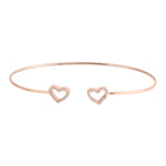 18K Rose Gold Pave Natural Diamond Heart Shape Open Cuff Braclete