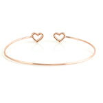 18K Rose Gold Pave Natural Diamond Heart Shape Open Cuff Braclete